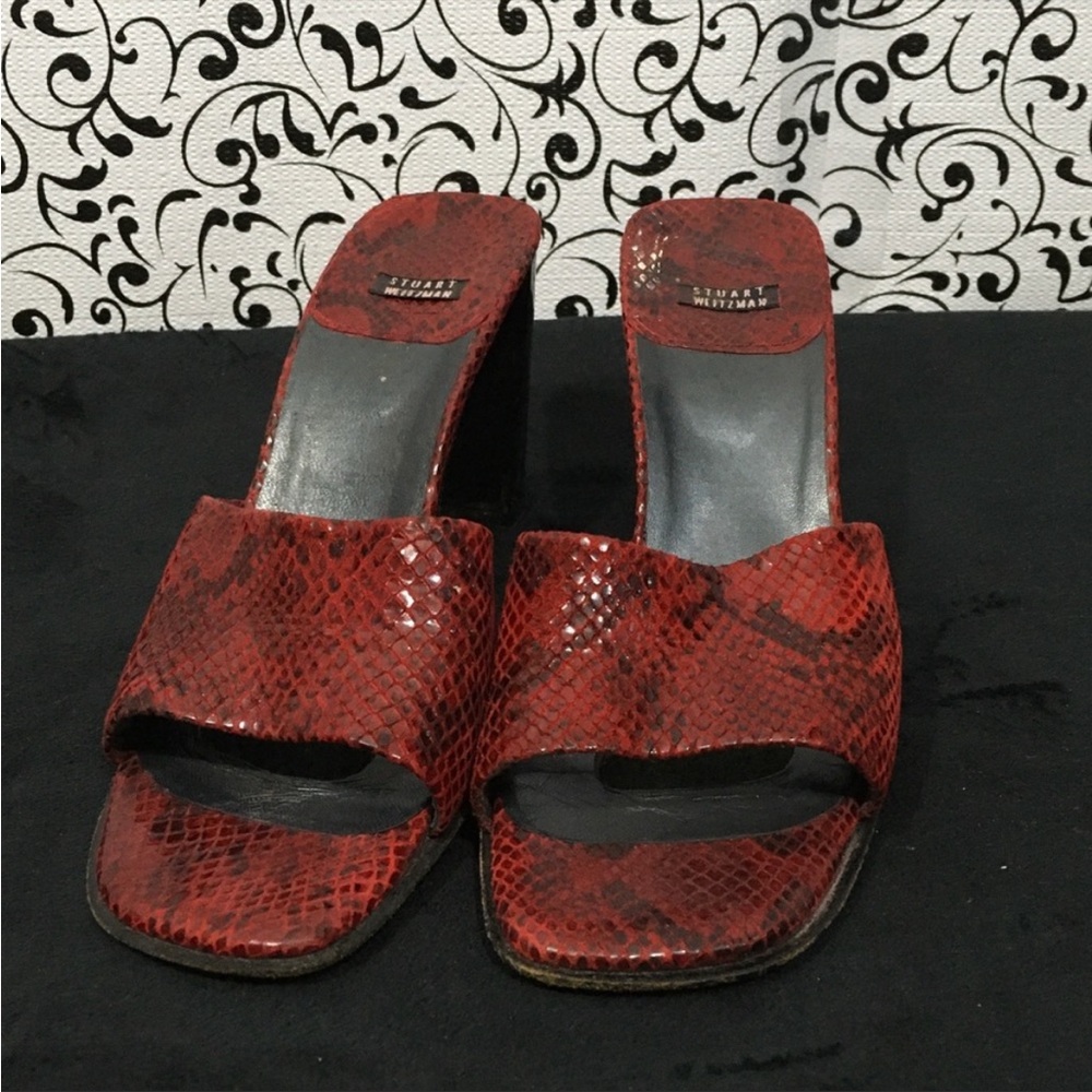 Stuart Weitzman Snakeskin Overlay Leather Sandal